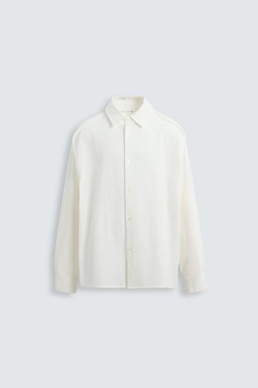 CAMISA ESTRUTURADA COM DEBRUM - Branco da Zara