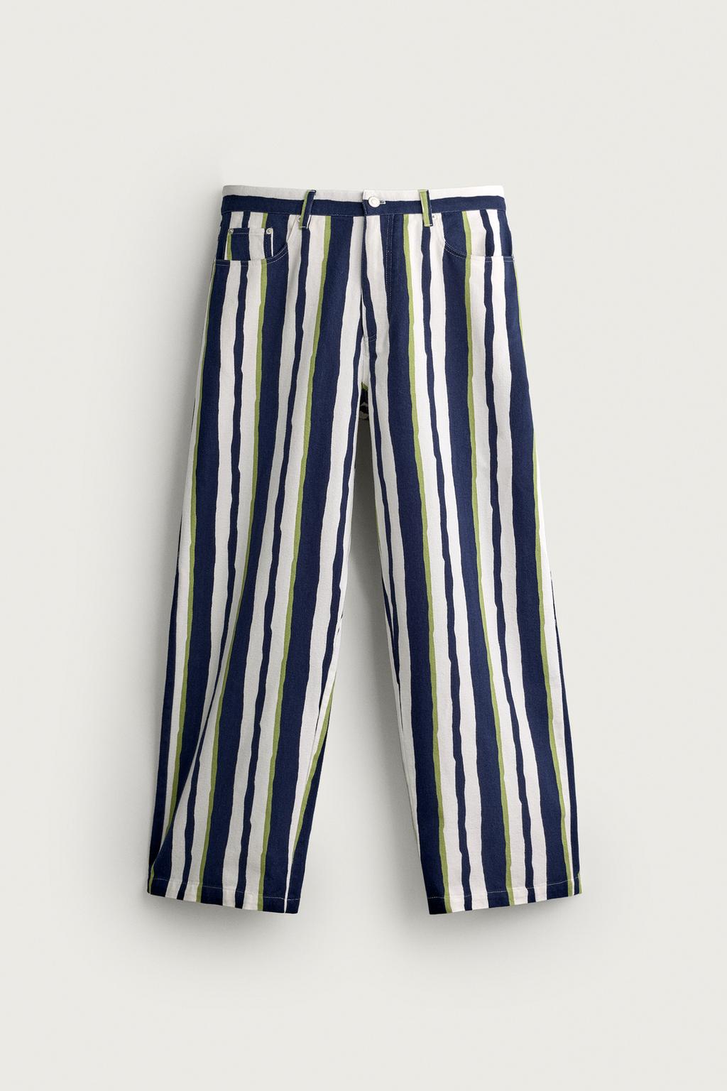 STRIPED STRAIGHT-LEG TROUSERS