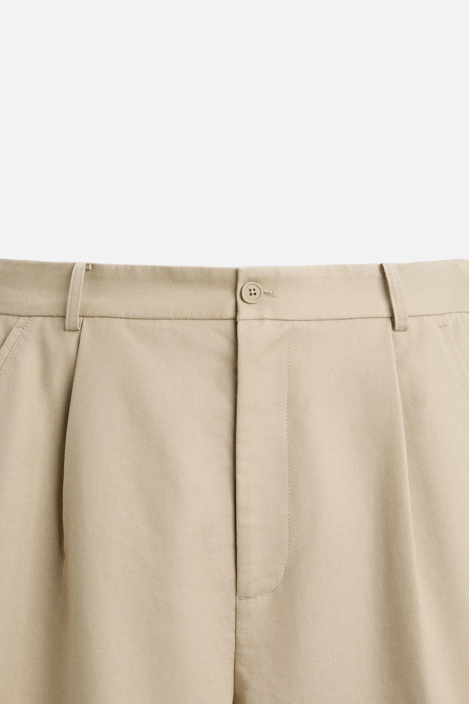 PLEATED STRAIGHT FIT PANTS - Beige | ZARA Canada