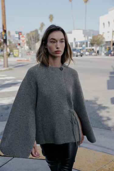 CARDIGAN WITH SLEEVE OPENING - Light grey by Zara