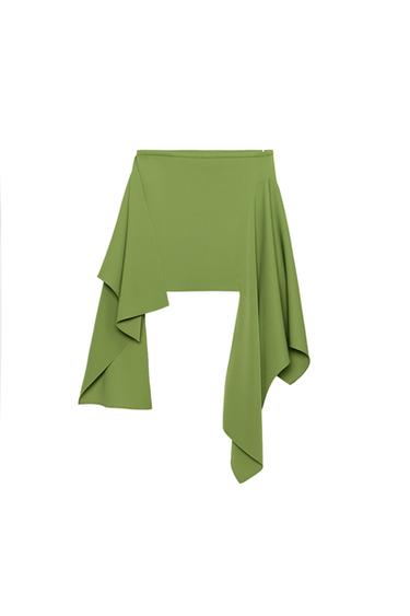 FALDA CORTA PICOS ZW COLLECTION - Verde de Zara