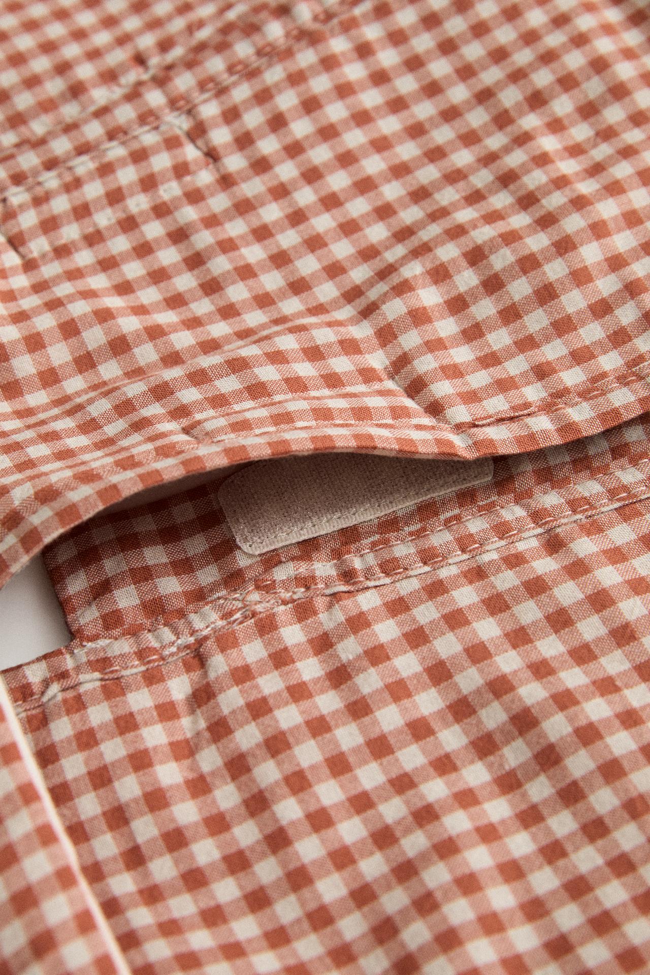 COTTON GINGHAM BABY STROLLER BURLAP — Dark orange