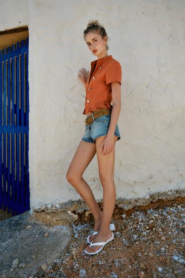 SHORT Z1975 EN DENIM À CEINTURE - Bleu moyen de Zara - Image 2