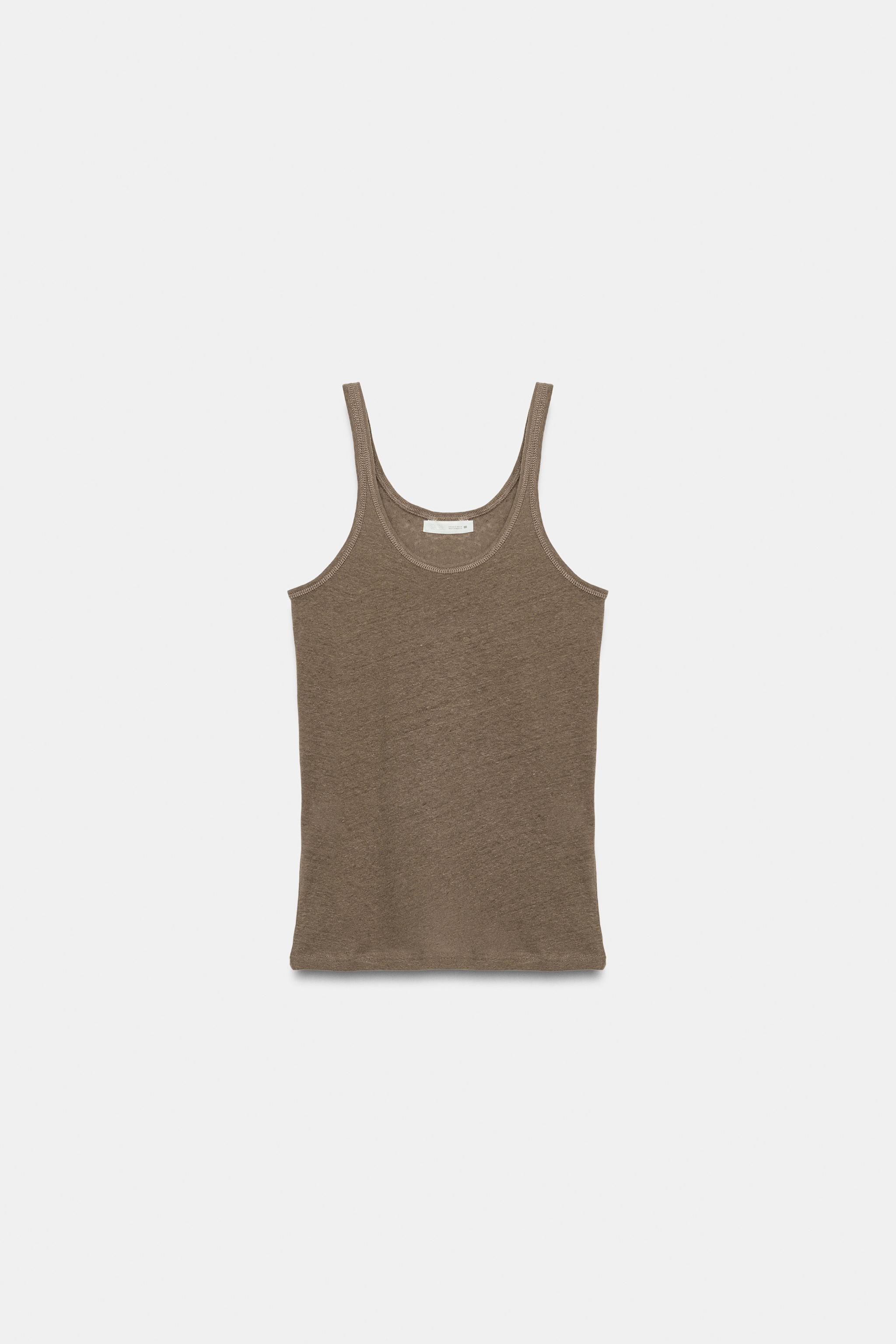 COTTON AND LINEN STRAP TOP