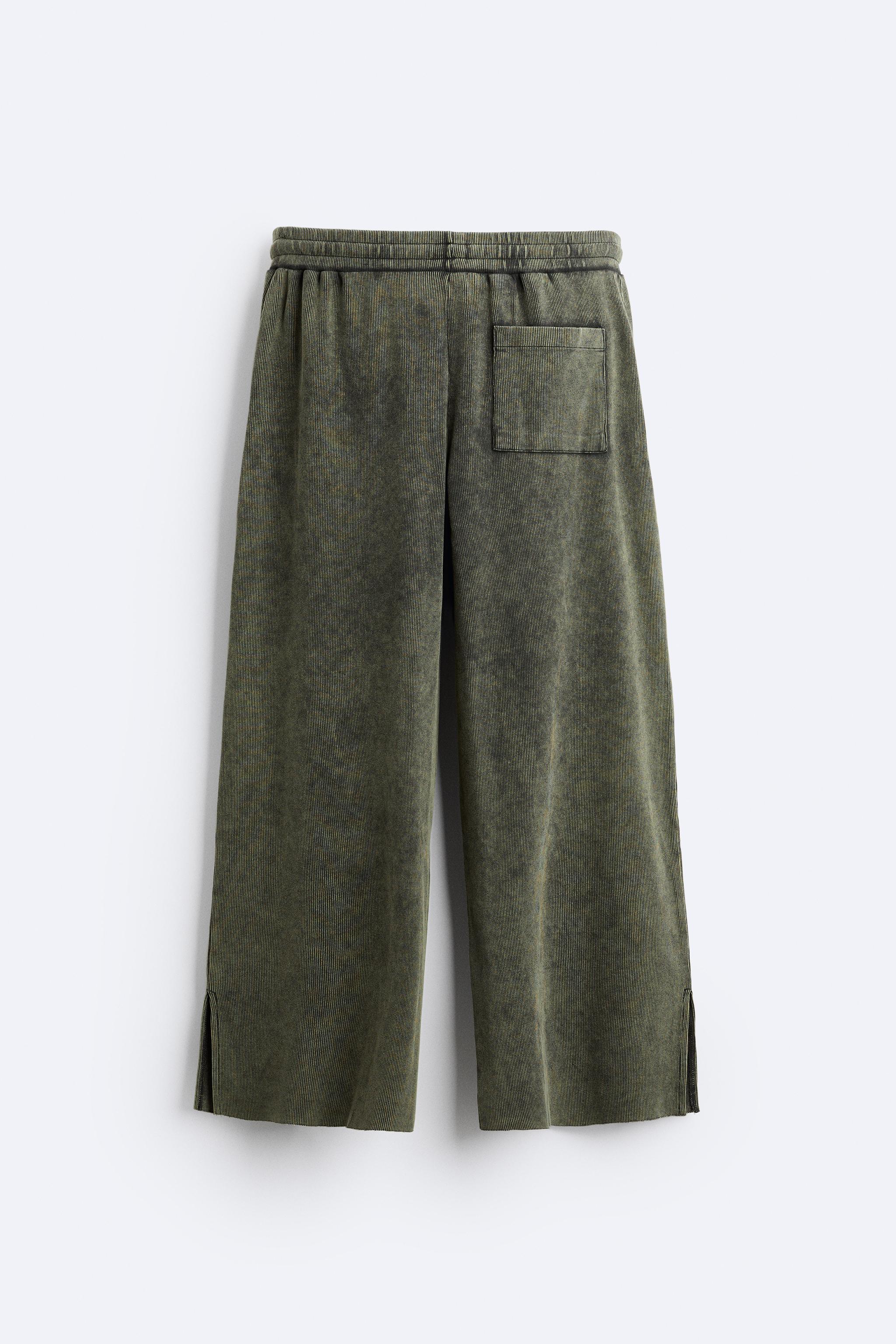 VINTAGE EFFECT RIB PANTS - Pearl gray | ZARA United States