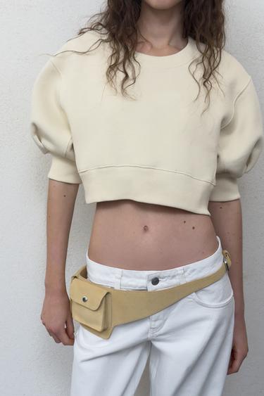 CROPPED VOLUME SWEATSHIRT - Ecru by Zara - Image 1