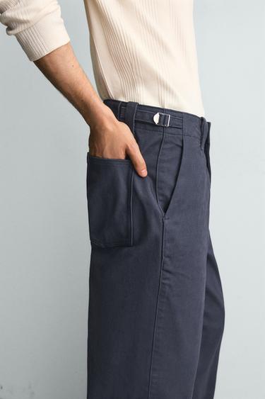 PANTALON CHINO À PASSANTS COUPE DÉCONTRACTÉE - Bleu de Zara - Image 6