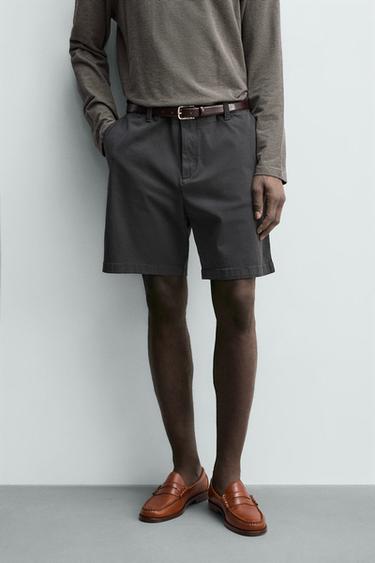 REGULAR FIT CHINO BERMUDA SHORTS - Blue grey by Zara - Image 1