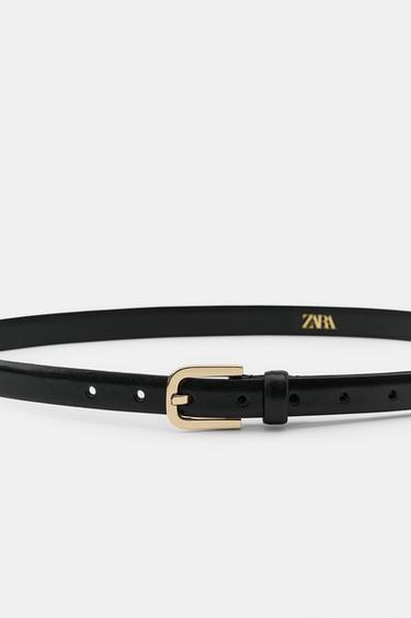 100% LEATHER BELT WITH METAL BUCKLE - Black by Zara - Image 3