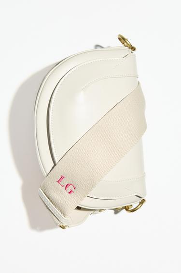 Zara CANVAS STITCHED CROSSBODY BAG - Ecru