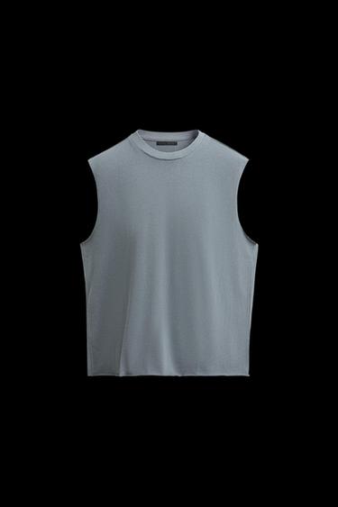 Zara KNITTED TANK TOP - Light blue - Image 0