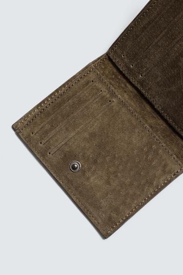 LEATHER CARD HOLDER WALLET - Khaki Green by Zara - Image 2