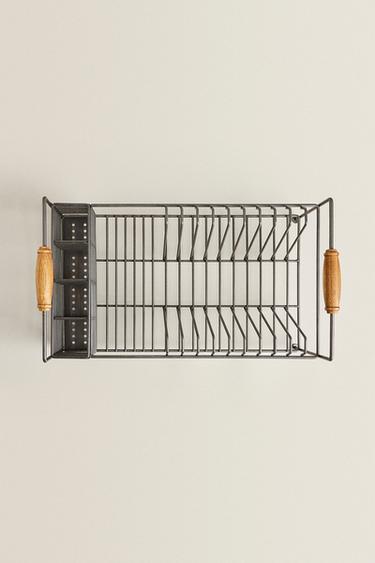 IRON AND ACACIA WOOD DISH DRAINER - Steel by Zara - Image 4