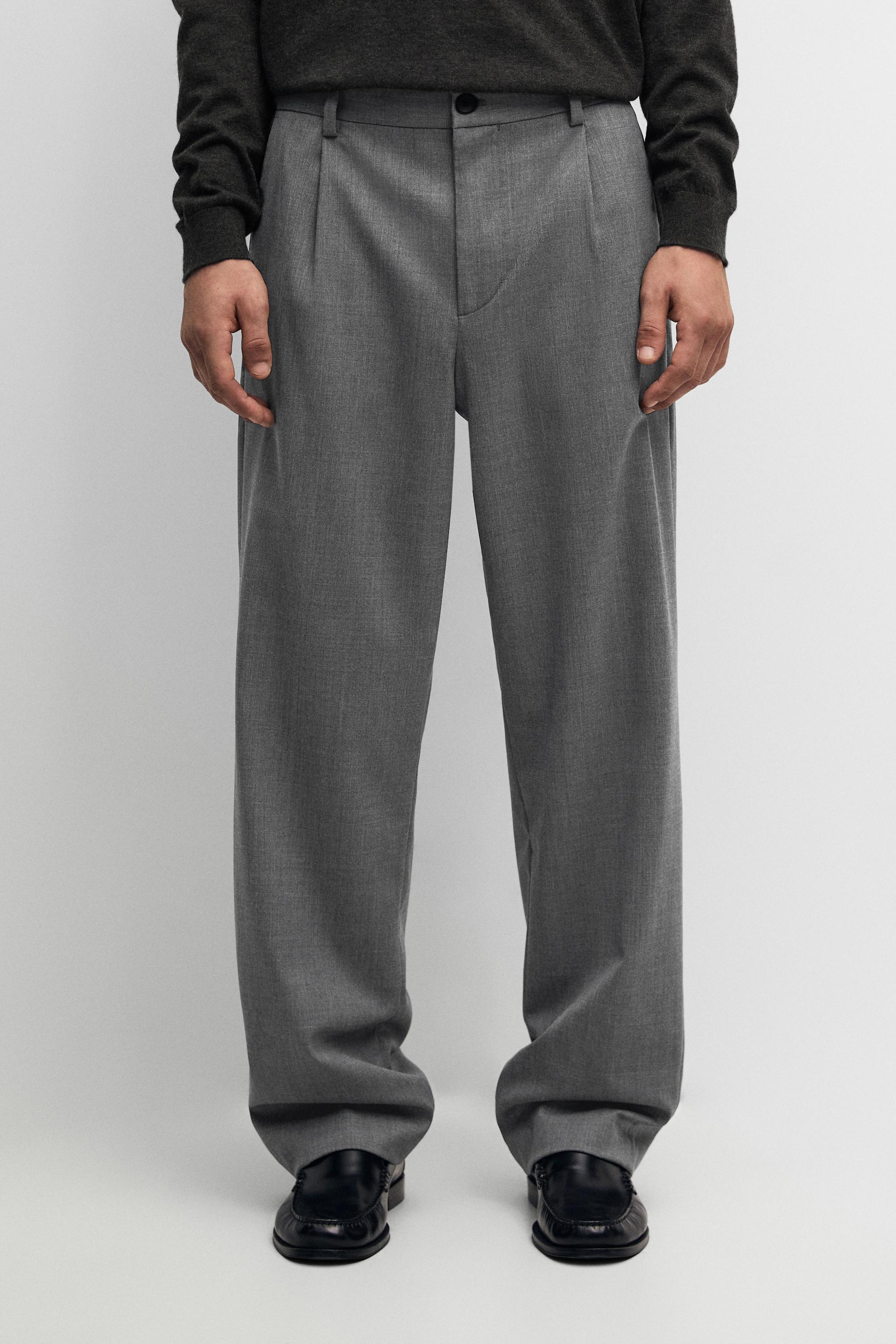 Pantalon à pinces en mélange de laine froide