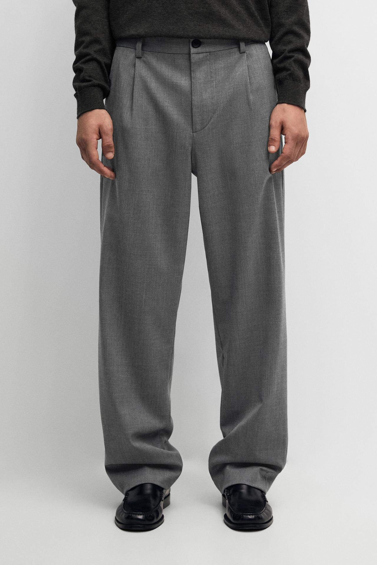 Wool blend cool wool darted pants — Mid-gray