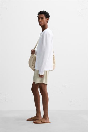BUTTON NECK T-SHIRT - White by Zara - Image 3