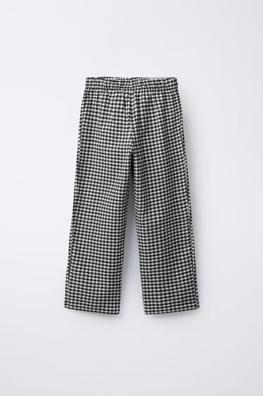 6-14 ANS/ PYJAMA COMBINÉ EN MOLLETON ET CARREAUX VICHY - Noir / Écru de Zara - Image 3