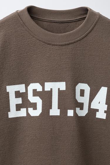 T-SHIRT IMPRIMÉ CHIFFRE - Marron / Taupe de Zara - Image 2