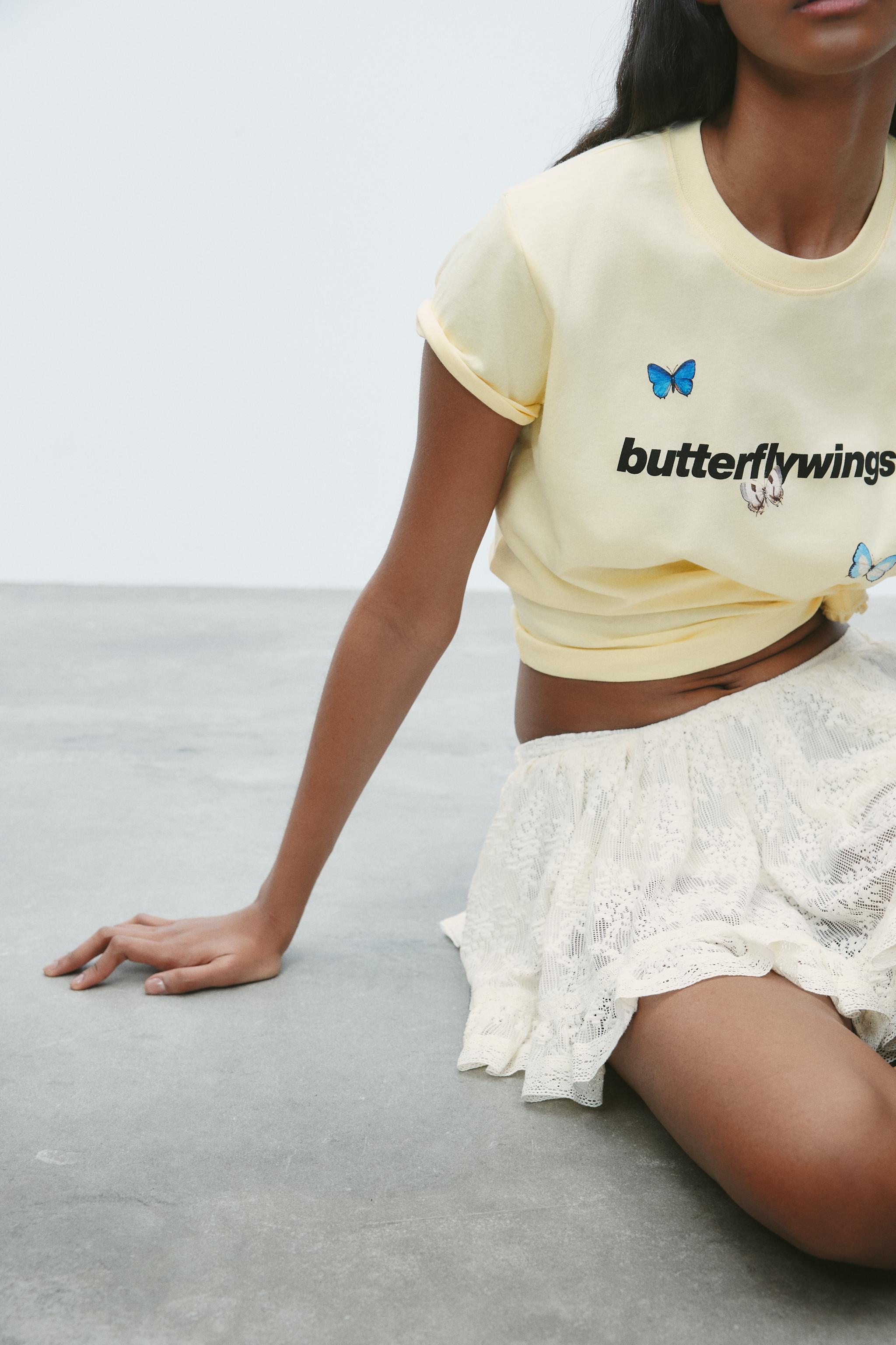 MARIAN ELLIS ROWAN BUTTERFLY PRINT T-SHIRT - Yellow | ZARA
