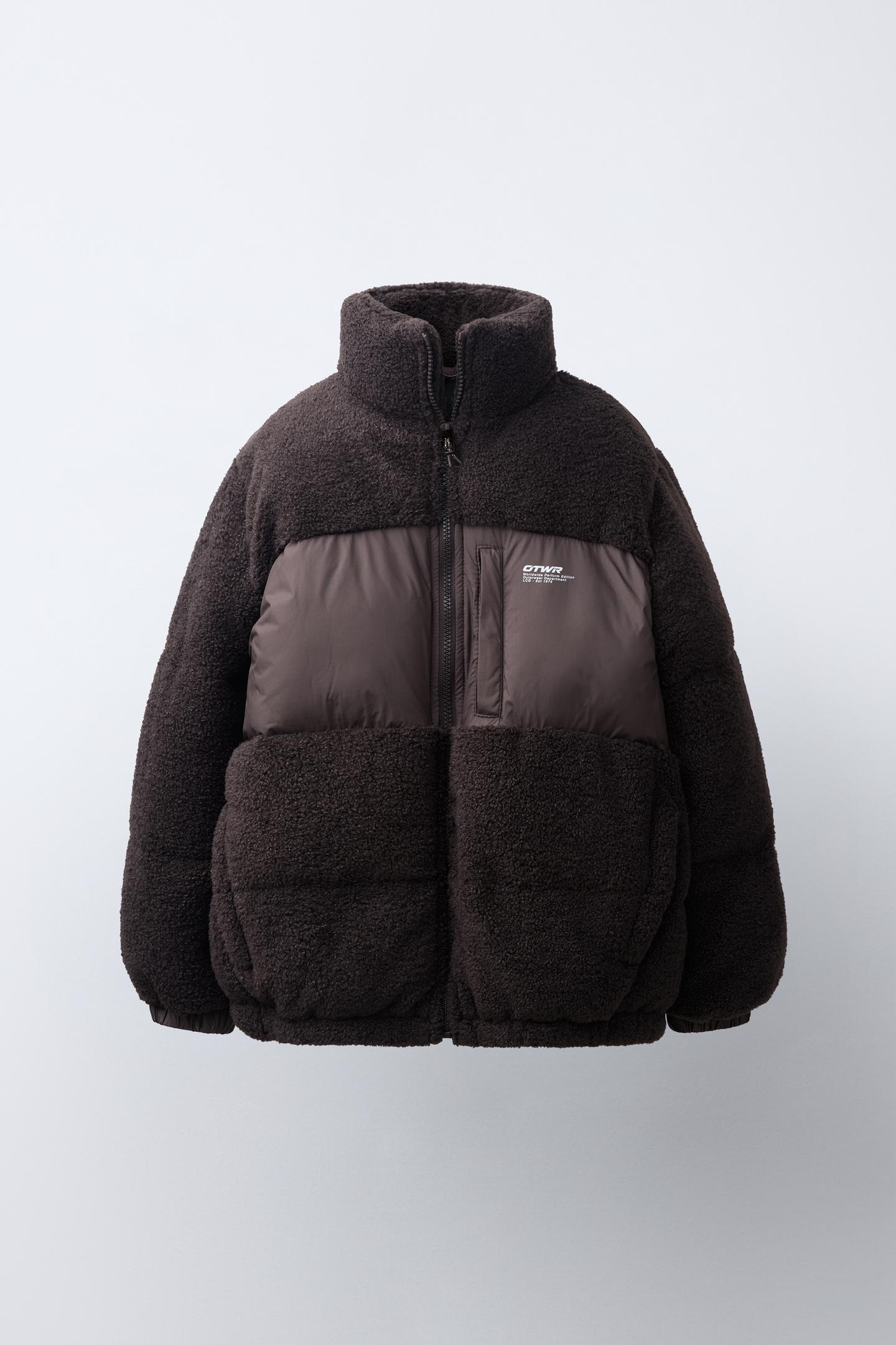 Детская куртка Zara Combined Quilted Shearling, цвет: Коричневый