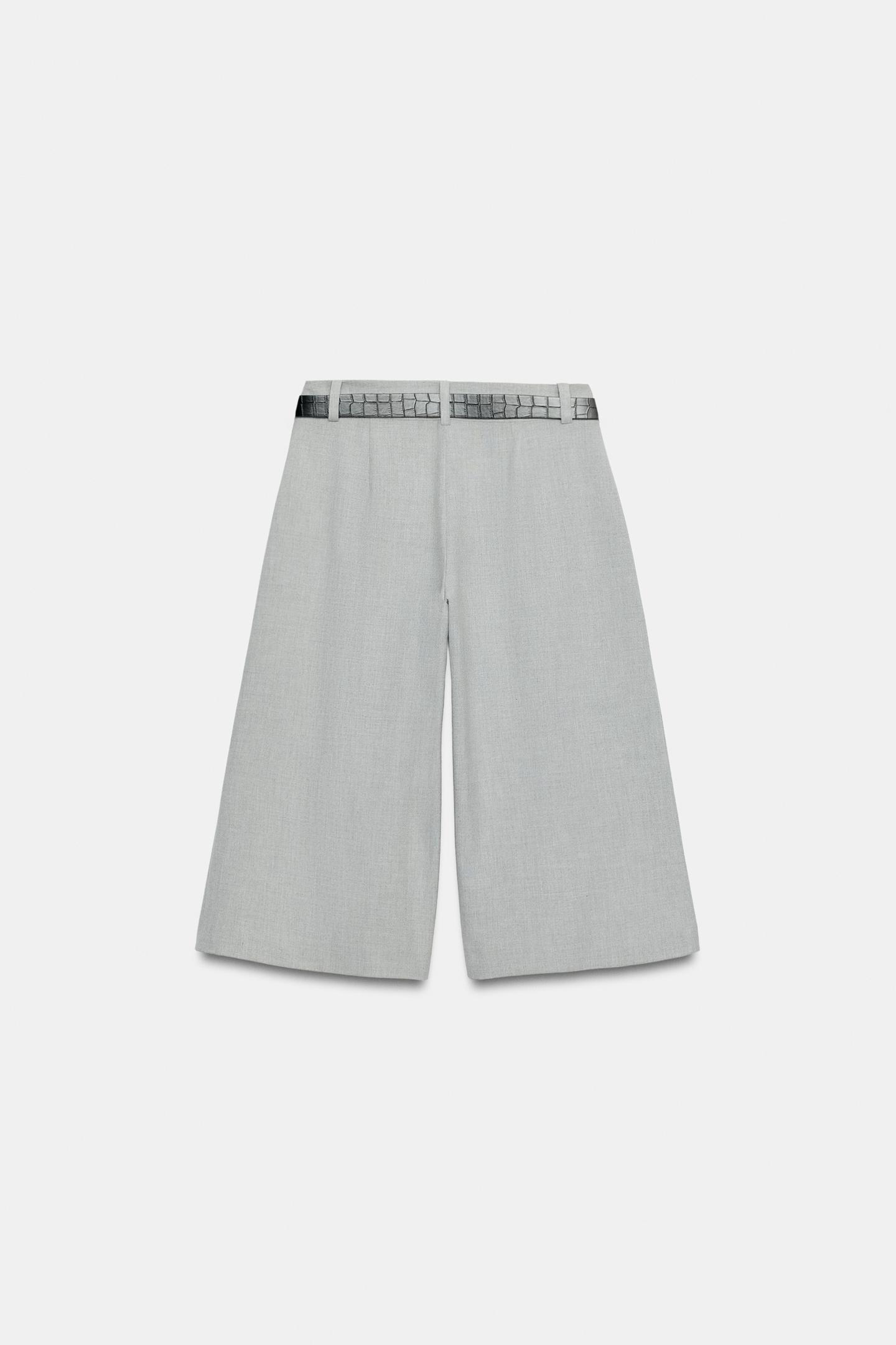 Женские шорты Zara Belted Long Bermuda, цвет: Серый — фото 8