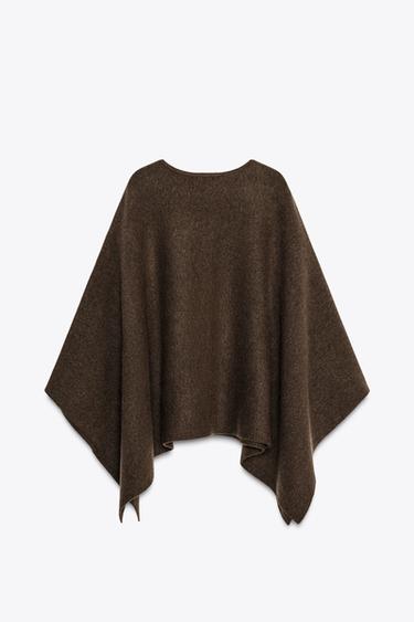 KNIT CAPE - Brown by Zara