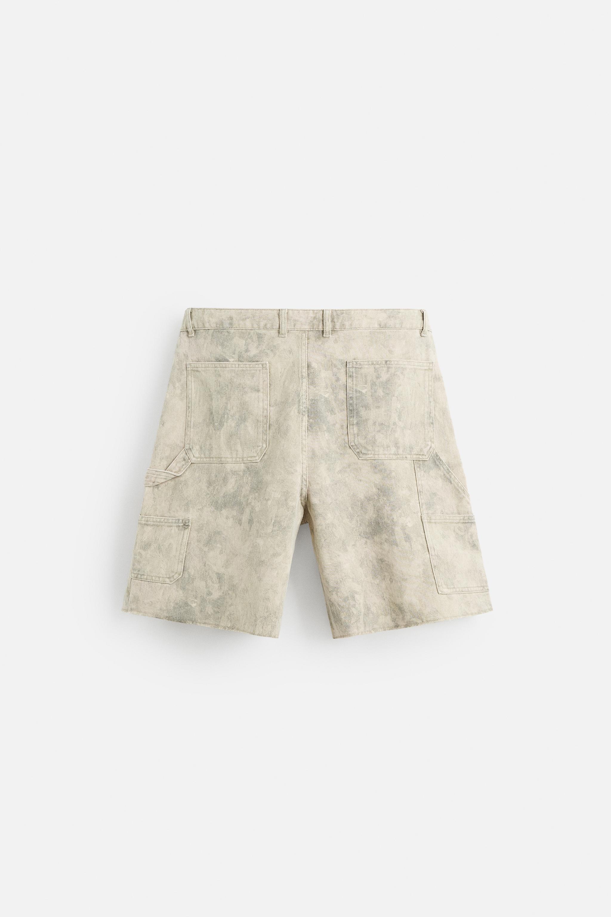★ドイツ発*ZARA*新作*FADED アブストラクトプリントショーツ★ レギュラーフィット ショートバミューダパンツ - ブラック