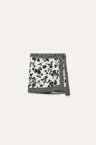 PRINTED WRAP SKIRT - Black / White by Zara