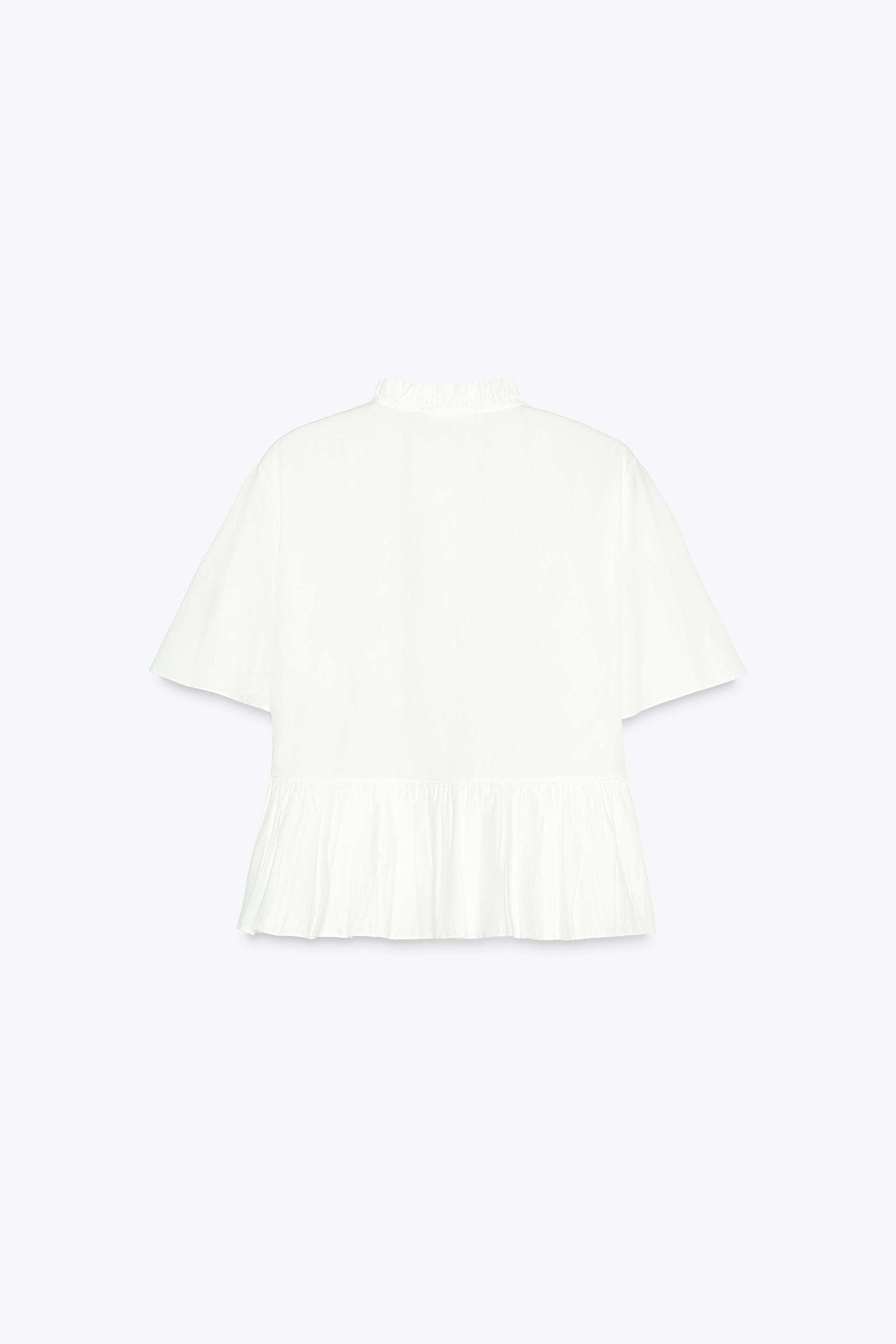 ZW COLLECTION EMBROIDERED PEPLUM SHIRT - White | ZARA Canada
