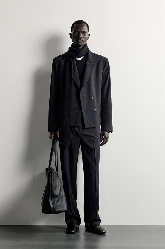 BLAZER CROPPED FIT TRAJE RAYA DIPLOMÁTICA - Marino de Zara - Imagen 0