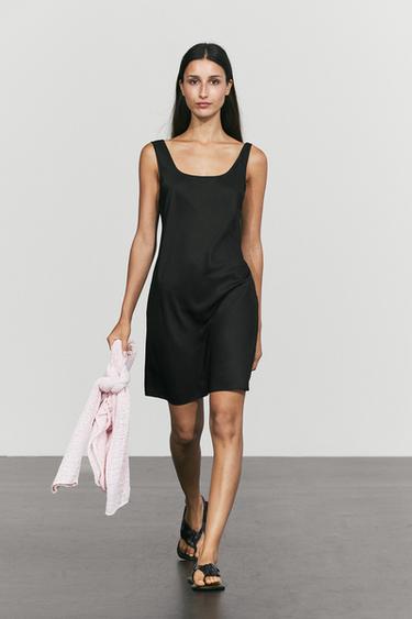 Zara Flowing short strap dress - Black - Image 0