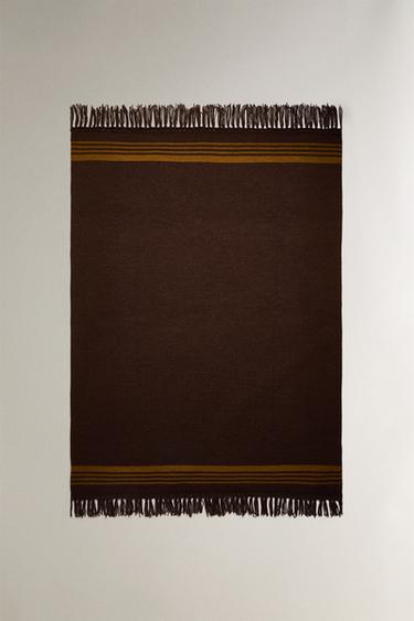 FRINGED KNIT THROW - Brown by Zara - Image 0