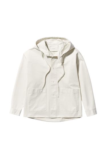 SOBRECAMISA OVERSIZE FIT CAPUCHA - Blanco / Gris de Zara