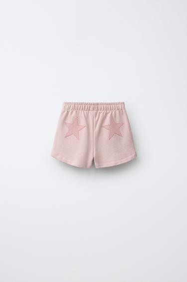 SHORT EN MOLLETON PIÈCE ÉTOILES - Rose délavé de Zara - Image 1