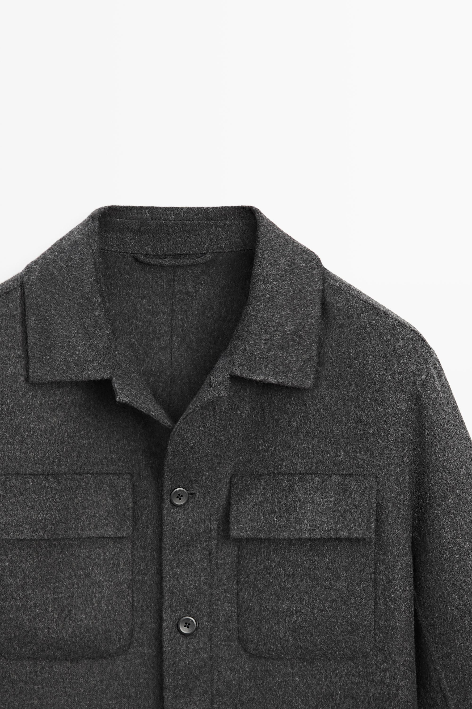 Wool blend overshirt with pocket detail