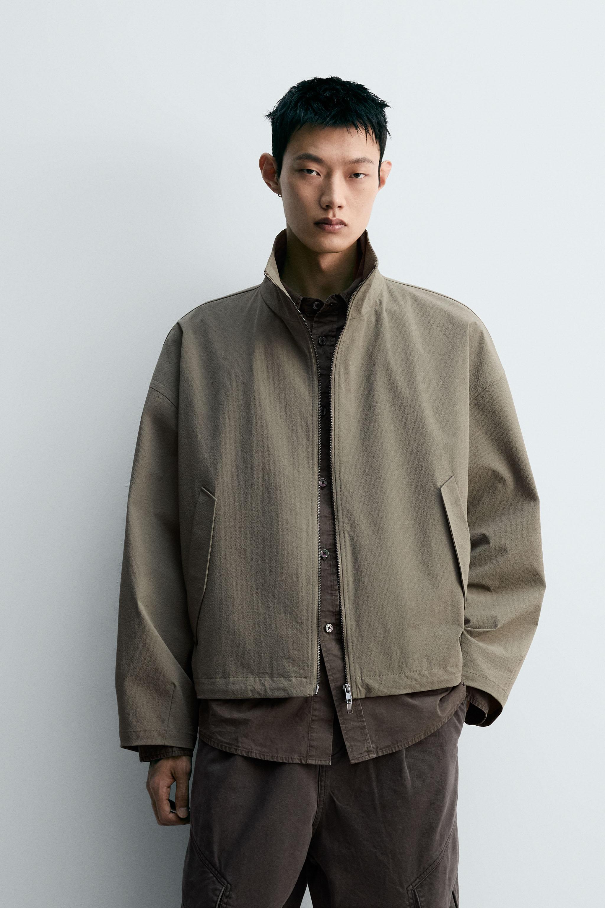 2023aw ZARA 異素材 ハイネック　ボンバージャケット アウター ZARA 2023aw ナイロン 異素材ハイネックボンバージャケット