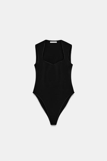 BODY ENCOLURE CARRÉE STRETCH - Noir de Zara - Image 2