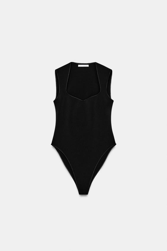 BODY ENCOLURE CARRÉE STRETCH - Noir de Zara - Image 5