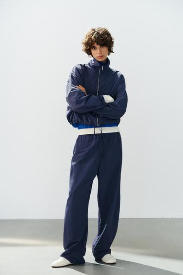 Zara PANTALONE OD TEHNIČKE TKANINE SA ELASTIKOM – indigo – Slika 0