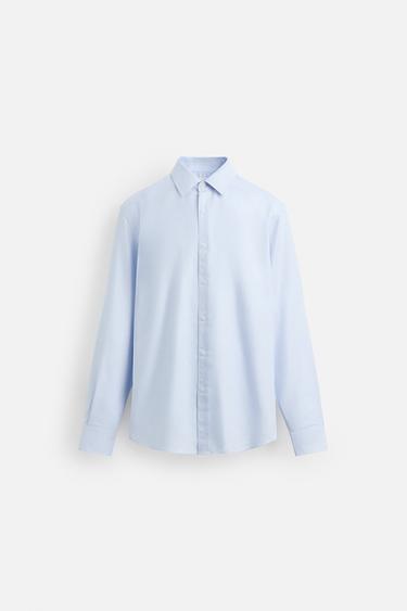CAMISA REGULAR FIT ESTRUTURA - Azul-celeste da Zara - Imagem 0