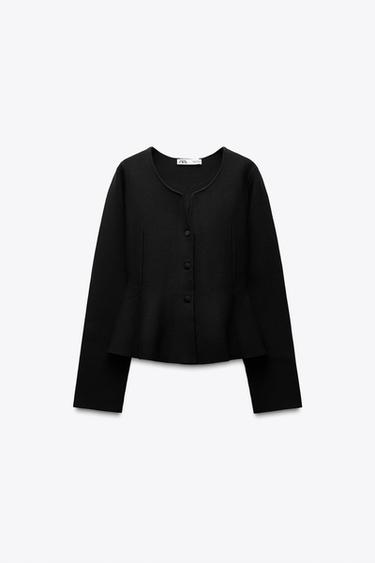 KNIT PEPLUM CARDIGAN - Black by Zara