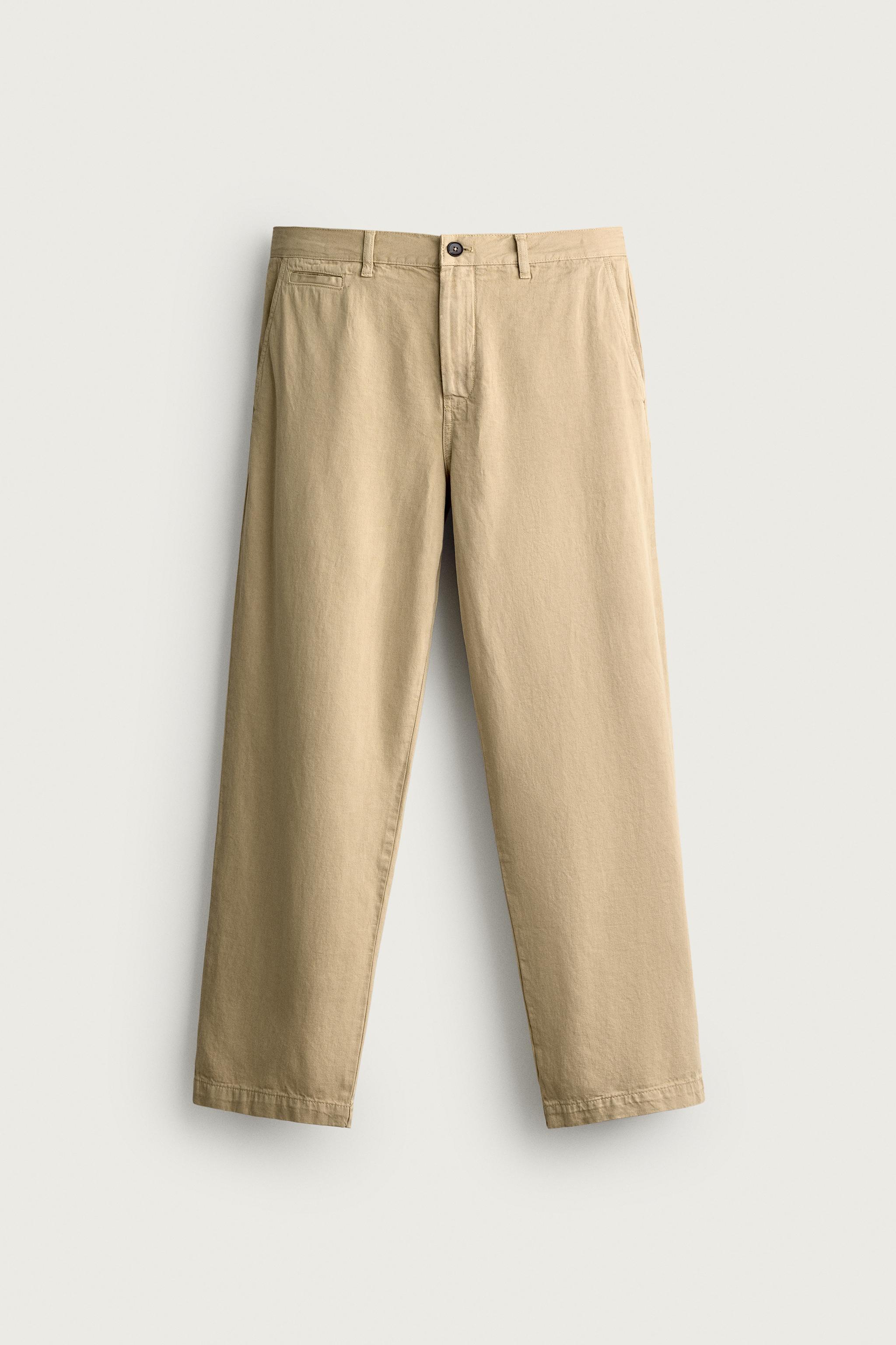STRAIGHT FIT CHINO PANTS — taupe brown