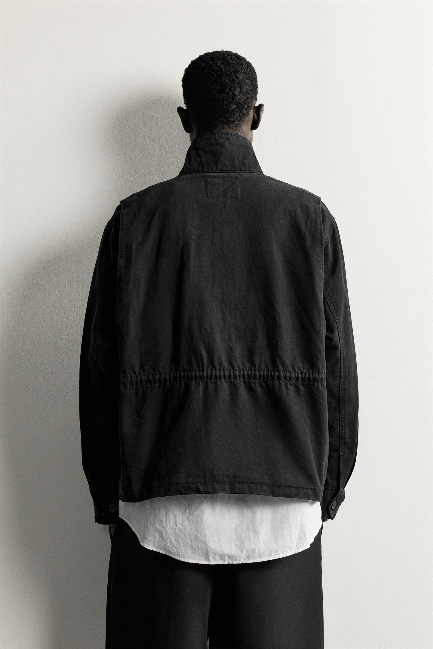 Мужская куртка Zara Relaxed Fit Utility Pocket, цвет: Угольный — фото 3