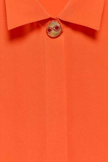 CHEMISE EN SOIE 100% MARISA BERENSON X ZARA - Rouge / Orange de Zara - Image 3