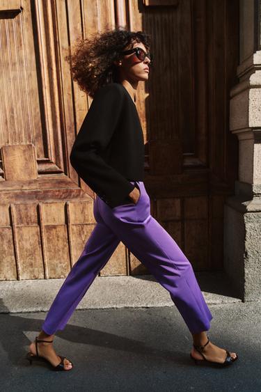 STRAIGHT TROUSERS WITH BELT - Purple by Zara - Image 2