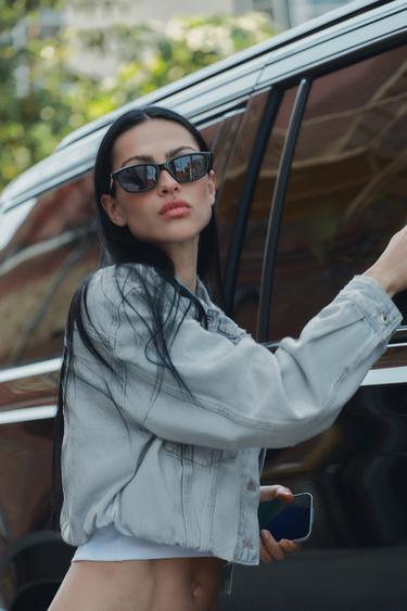 TRF RIPPED DENIM JACKET - Light blue by Zara