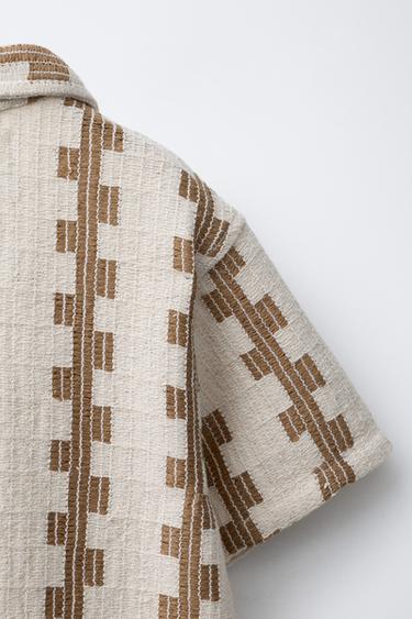 PRINTED TEXTURED SHIRT - Light beige by Zara - Image 3