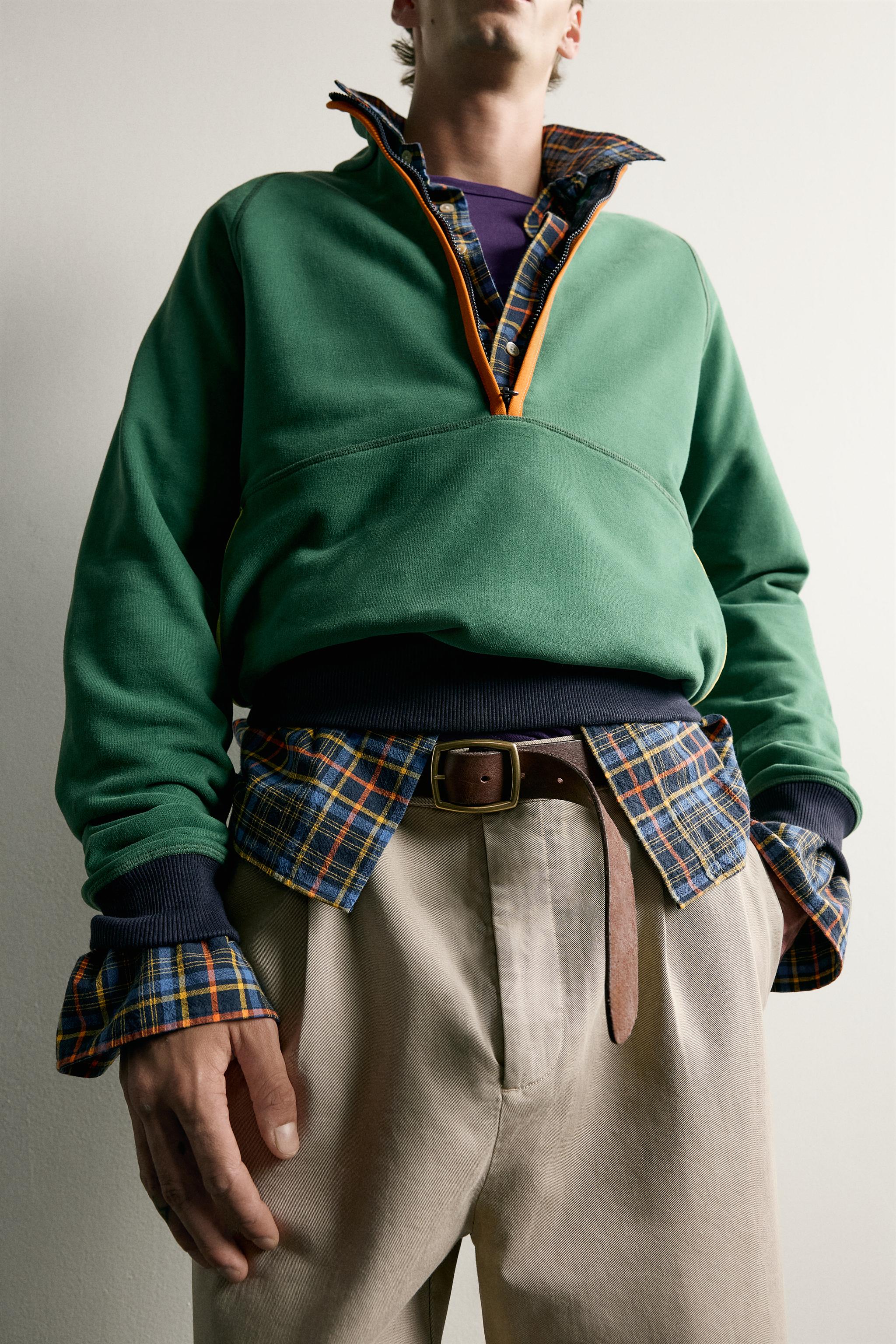 Мужские худи Zara COLOR BLOCK QUARTER-ZIP SWEATSHIRT — фото 5
