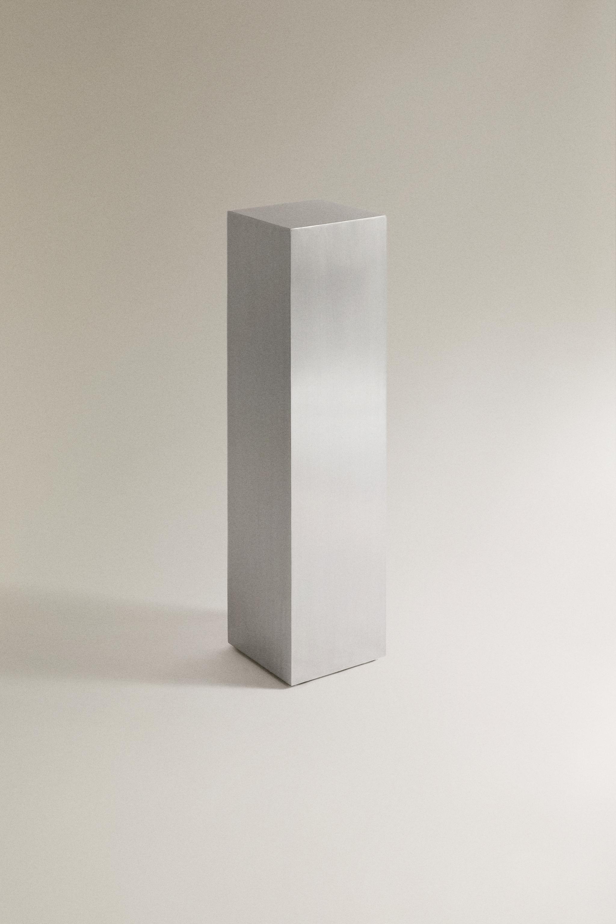 TALL BRUSHED STAINLESS STEEL PEDESTAL | STUDIO MARY LENNOX — Steel