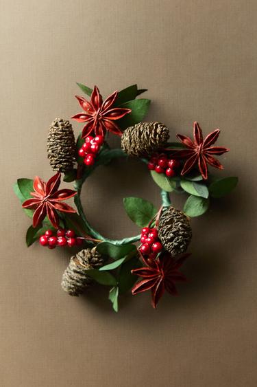 SET OF CHRISTMAS DRIED LEAVES NAPKIN HOLDERS (SET OF 4) - Red by Zara - Image 4